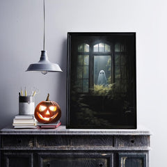 Canvas Poster Modern Art Ghost Outside Looking In Poster Halloween Print
