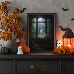 Canvas Poster Modern Art Ghost Outside Looking In Poster Halloween Print