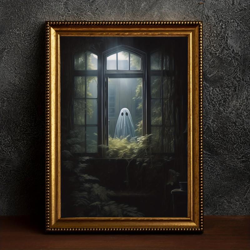 Canvas Poster Modern Art Ghost Outside Looking In Poster Halloween Print