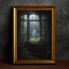 Canvas Poster Modern Art Ghost Outside Looking In Poster Halloween Print