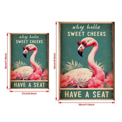 Funny Flamingo Print Hello Sweet Cheeks Bathroom Art