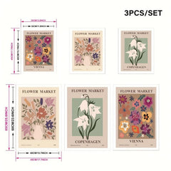 3pcs Modern Flower Canvas Posters for Wall Decorations