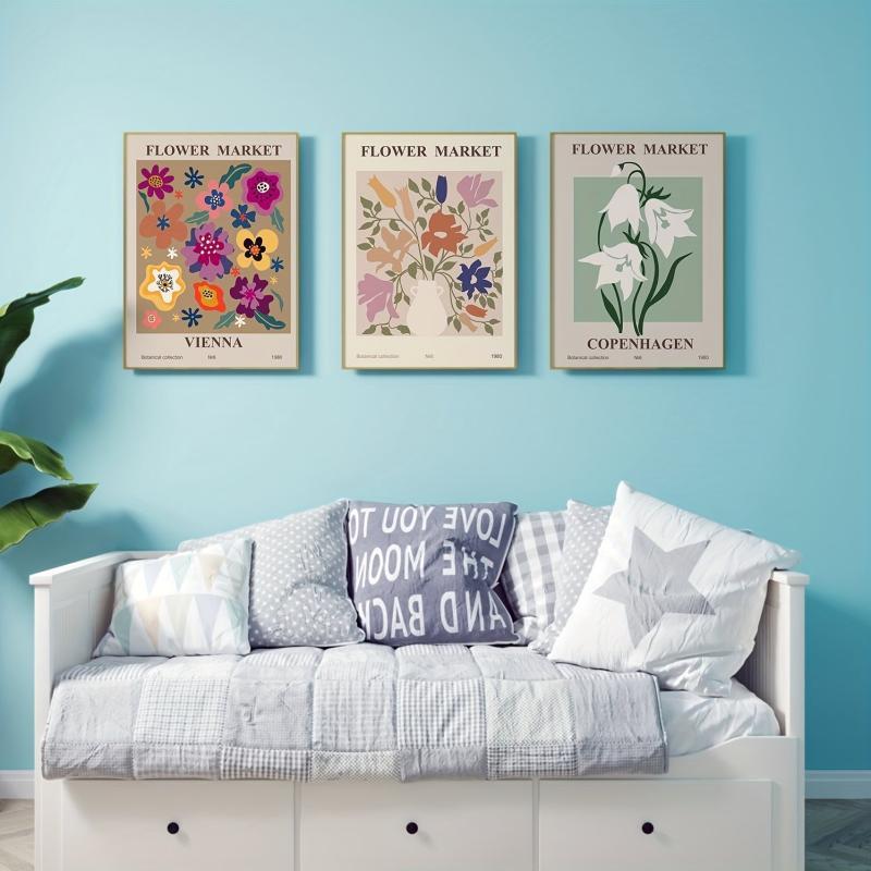 3pcs Modern Flower Canvas Posters for Wall Decorations