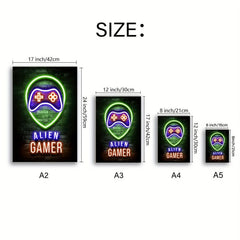 12pcs Neon Style Video Game Posters Wall Art - Playroom Home Decor