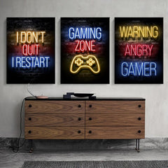 12pcs Neon Style Video Game Posters Wall Art - Playroom Home Decor