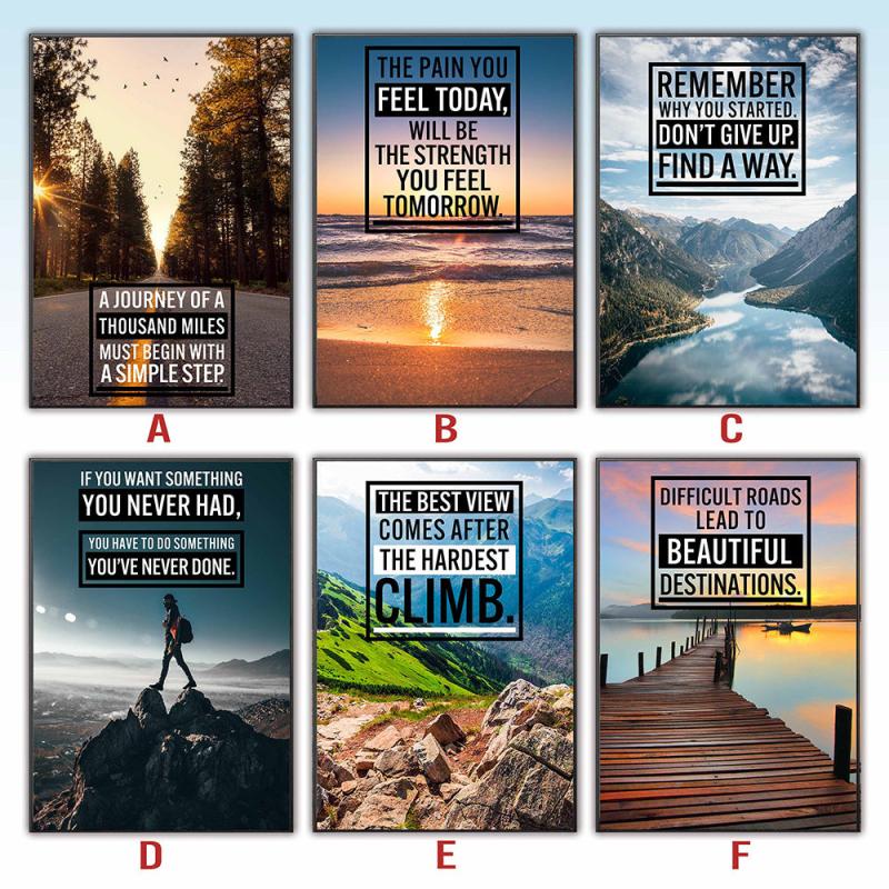 6PCs Wonder Landscape Motivational Quotes Posters Modern Art Office Decor