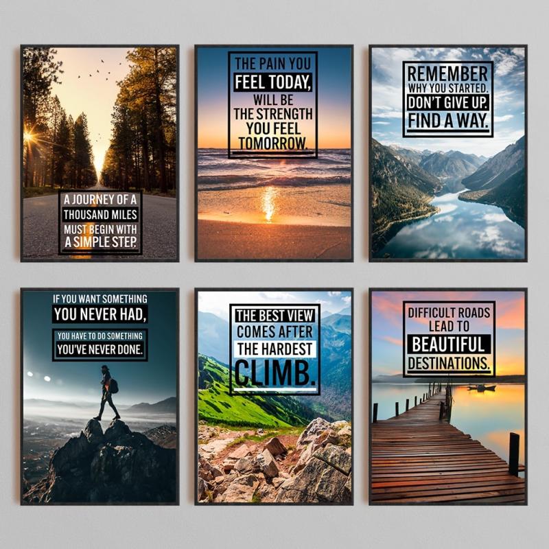 6PCs Wonder Landscape Motivational Quotes Posters Modern Art Office Decor