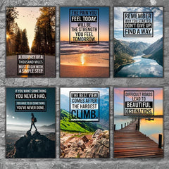 6PCs Wonder Landscape Motivational Quotes Posters Modern Art Office Decor