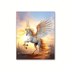Canvas Poster Flame Flying Horse Elf Painting Ideal Gift For Bedroom Decor