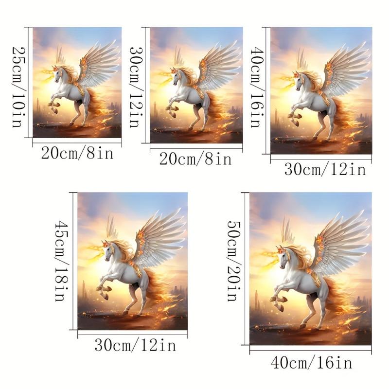 Canvas Poster Flame Flying Horse Elf Painting Ideal Gift For Bedroom Decor