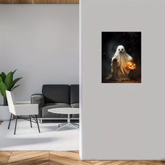 Canvas Poster Ghost Holding Pumpkin Digital Print Dark Romantic Ghost