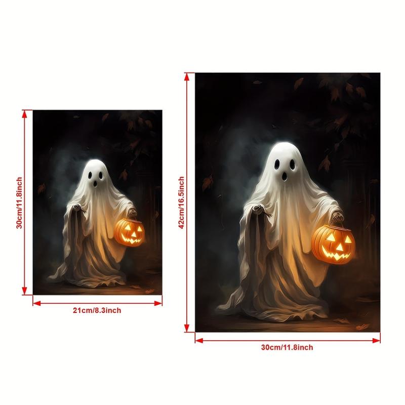 Canvas Poster Ghost Holding Pumpkin Digital Print Dark Romantic Ghost