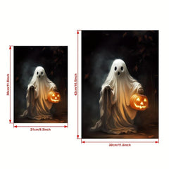 Canvas Poster Ghost Holding Pumpkin Digital Print Dark Romantic Ghost