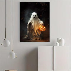 Canvas Poster Ghost Holding Pumpkin Digital Print Dark Romantic Ghost