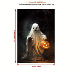 Canvas Poster Ghost Holding Pumpkin Digital Print Dark Romantic Ghost