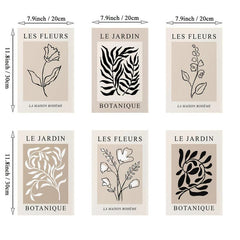 6pcs Frameless Botanical Canvas Painting Vintage Floral Poster Boho Wall Art