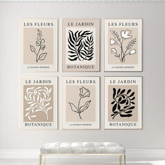 6pcs Frameless Botanical Canvas Painting Vintage Floral Poster Boho Wall Art