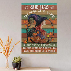 Canvas Poster Modern Art She Has The Soul Of A Witch Vintage Halloween