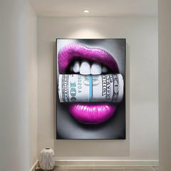 Abstract Lips & Pistol Canvas Paintings 2pcs, 11.8x15.7in, No Frame