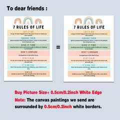 Canvas Poster Modern Art 7 Rules Of Life Poster Therapy Office Wall Decor