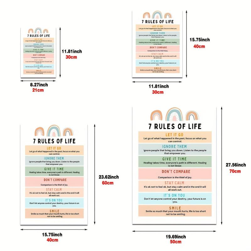 Canvas Poster Modern Art 7 Rules Of Life Poster Therapy Office Wall Decor