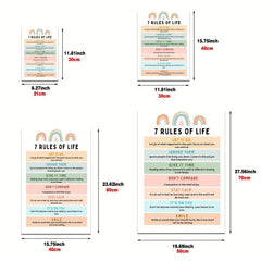 Canvas Poster Modern Art 7 Rules Of Life Poster Therapy Office Wall Decor