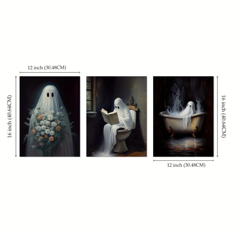 3pcs Halloween Canvas Poster Modern Art Retro Halloween Poster Decoration