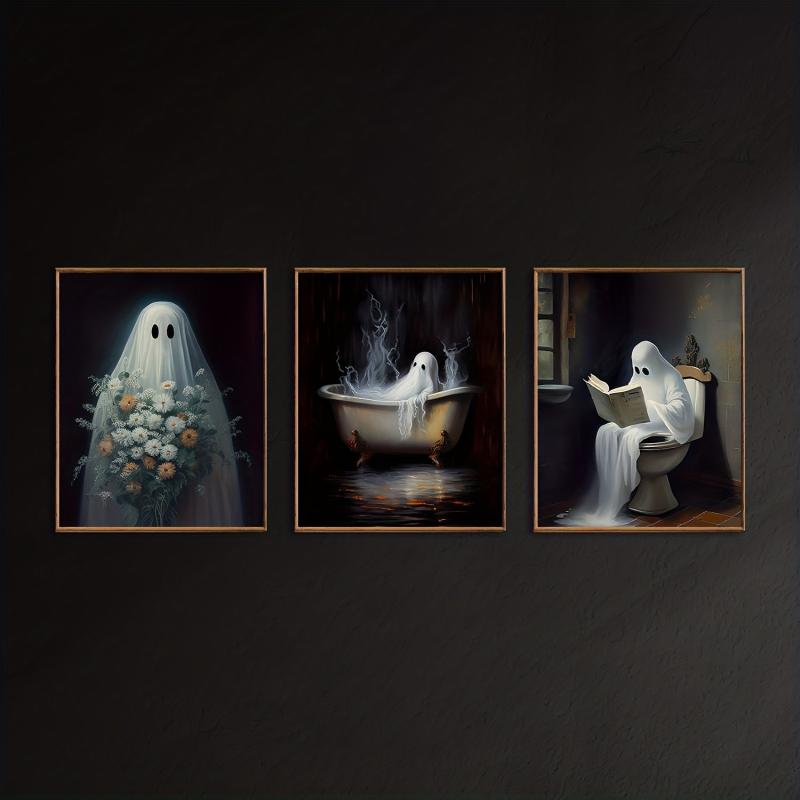3pcs Halloween Canvas Poster Modern Art Retro Halloween Poster Decoration