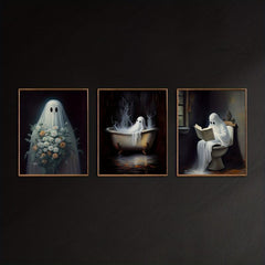 3pcs Halloween Canvas Poster Modern Art Retro Halloween Poster Decoration