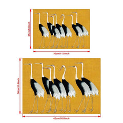 Japanese Cranes Poster Vintage Art Seven Cranes Print Flock Red Crown Crane Anim