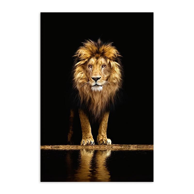 Frameless Lion In The Dark Wall Poster Canvas Painting