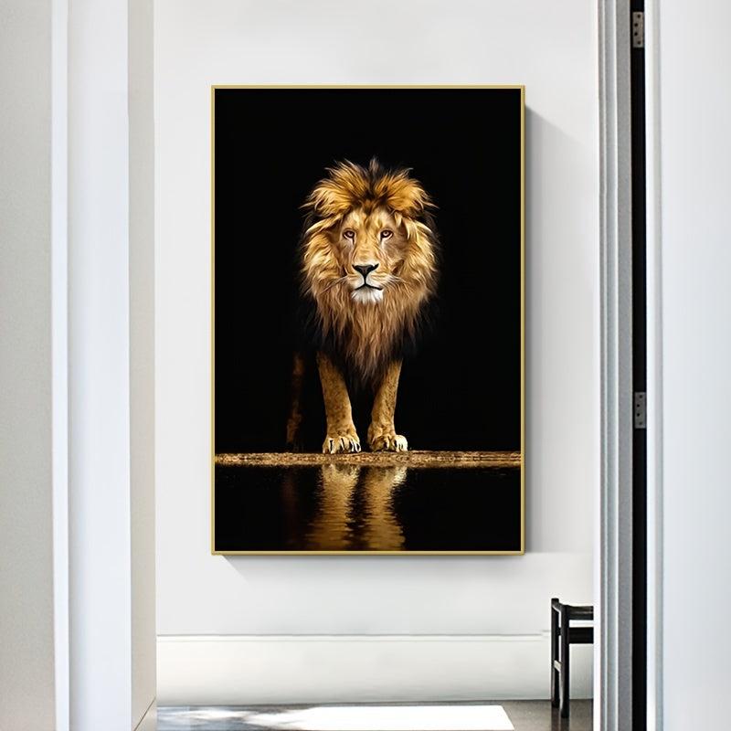Frameless Lion In The Dark Wall Poster Canvas Painting