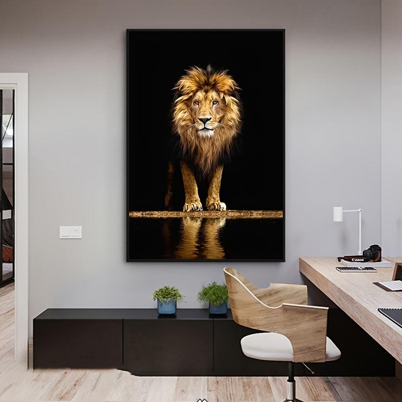 Frameless Lion In The Dark Wall Poster Canvas Painting