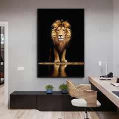 Frameless Lion In The Dark Wall Poster Canvas Painting