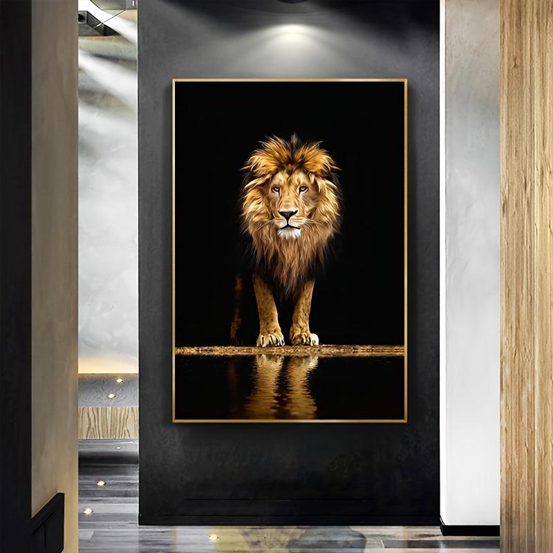 Frameless Lion In The Dark Wall Poster Canvas Painting