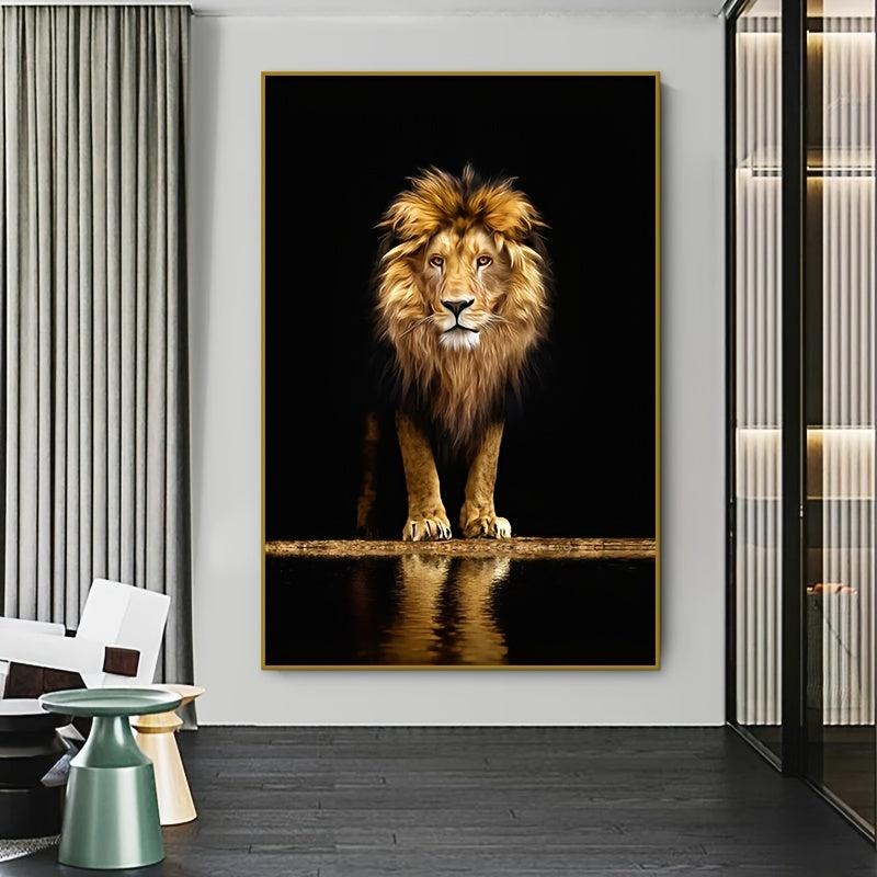 Frameless Lion In The Dark Wall Poster Canvas Painting