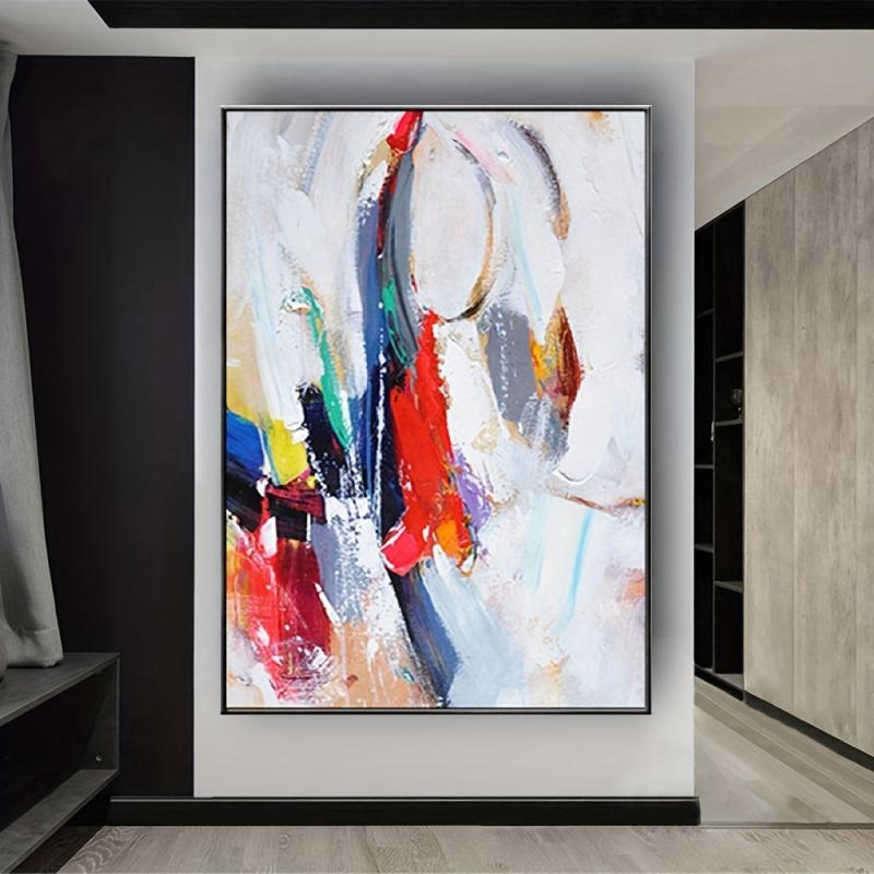 Red Grey Canvas Art Poster Modern Minimalism Art Hanging Painting Decor