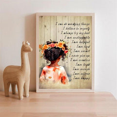 African American Girls Affirmations Print - Positive Wall Art