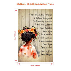 African American Girls Affirmations Print - Positive Wall Art