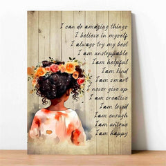 African American Girls Affirmations Print - Positive Wall Art