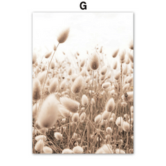 Modern Art Canvas Painting Lion Reed Dandelion Dried Tree Beige Painting