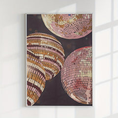 Disco Ball Poster Retro Mirrorball Art Prints 12x16in