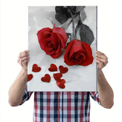 3Pcs Modern Art Vase Red Rose Flower Office Wall Decoration 30x39cm