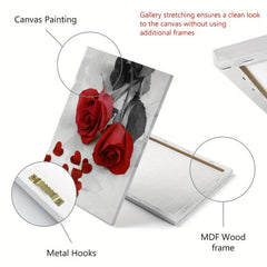 3Pcs Modern Art Vase Red Rose Flower Office Wall Decoration 30x39cm