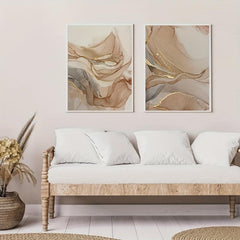 3pcs Beige Foil Marble Pattern Canvas Abstract Art Prints