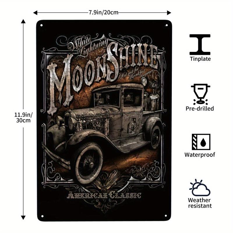 Vintage Bourbon Whiskey & Moonshine Bar Metal Tin Sign