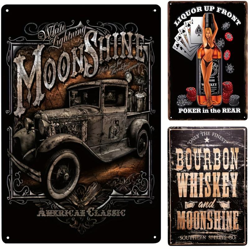 Vintage Bourbon Whiskey & Moonshine Bar Metal Tin Sign