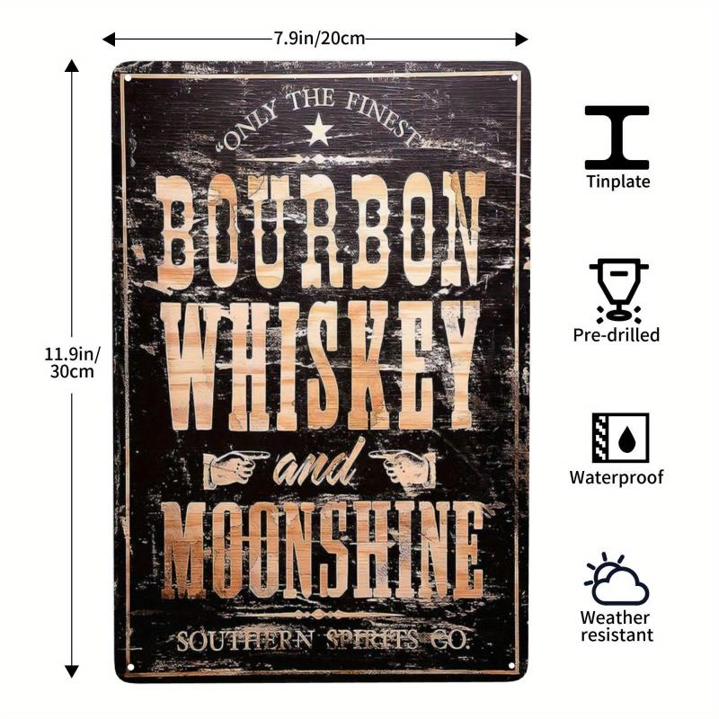 Vintage Bourbon Whiskey & Moonshine Bar Metal Tin Sign