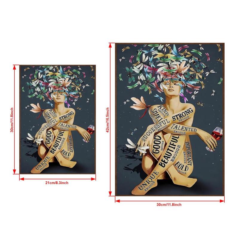 Canvas Poster Lady With Dragonfly Print