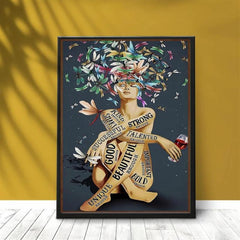 Canvas Poster Lady With Dragonfly Print